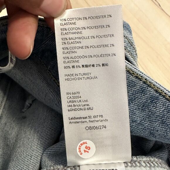 WE THE FREE Free People 31 Jeans Light Wash High Rise Button Fly Raw Hem New - Picture 11 of 14